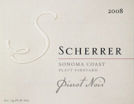 Label: 2008, Scherrer, Sonoma Coast, Platt Vineyard, Pinot Noir, Alcohol 14.2% by volume