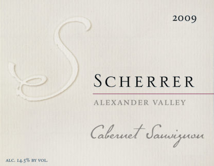 Label: 2009, Scherrer, Alexander Valley, Cabernet Sauvignon, Alcohol 14.5% by volume