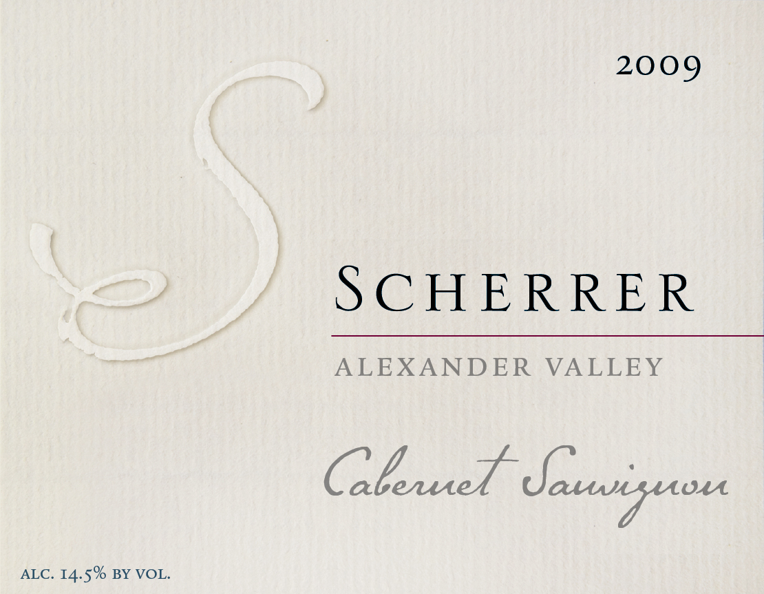 Label: 2009, Scherrer, Alexander Valley, Cabernet Sauvignon, Alcohol 14.5% by volume