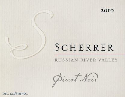 Label: 2010, Scherrer, Russian River Valley, Pinot Noir, Alcohol 14.5% by volume