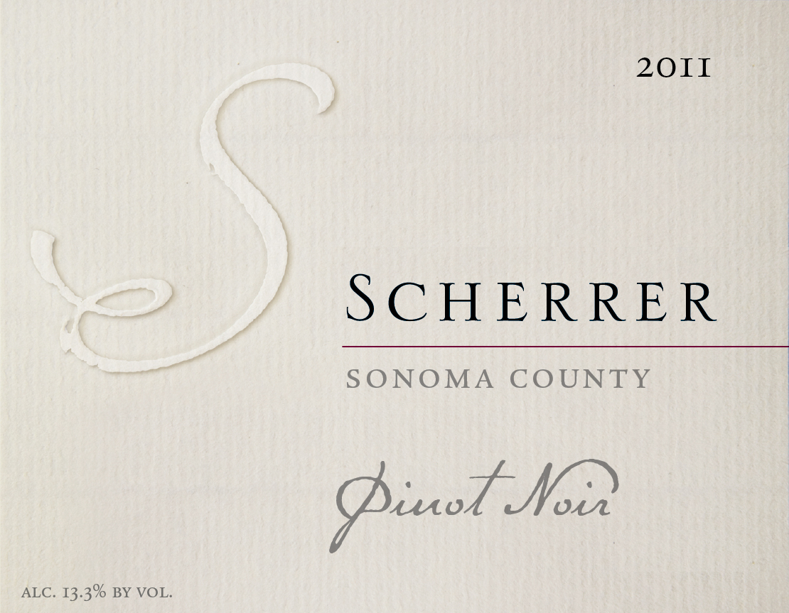 Label: 2011, Scherrer, Sonoma County, Pinot Noir, Alcohol 13.3% by volume