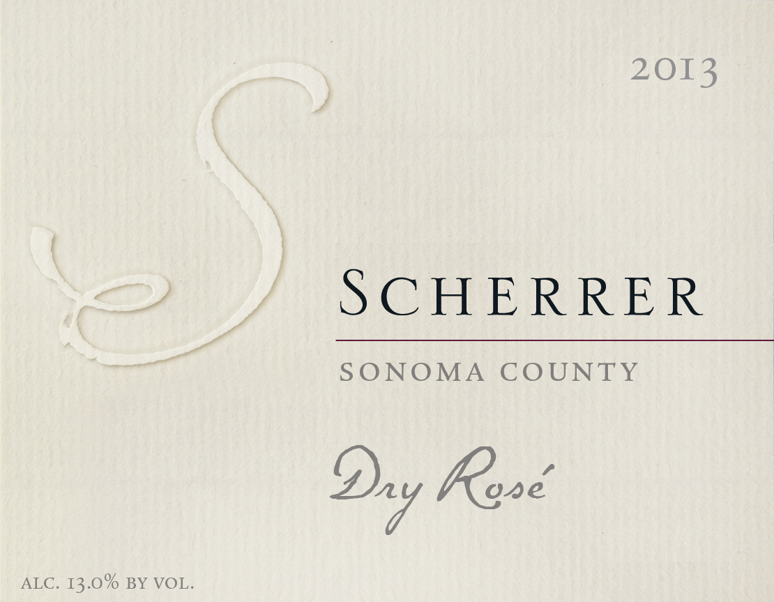 Wine Label: 2013, Scherrer, Sonoma County, Dry Rosé, Alcohol 13.0% by volume.