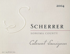 Label: 2004, Scherrer, Sonoma County, Cabernet Sauvignon, Alcohol 14.5% by volume