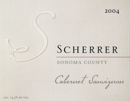Label: 2004, Scherrer, Sonoma County, Cabernet Sauvignon, Alcohol 14.5% by volume
