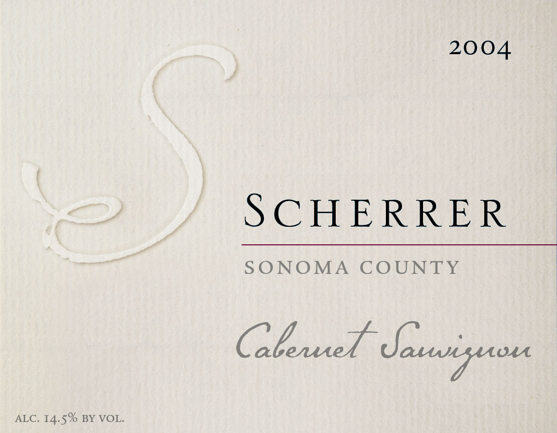 Label: 2004, Scherrer, Sonoma County, Cabernet Sauvignon, Alcohol 14.5% by volume