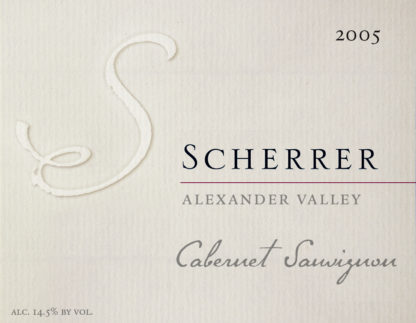 Label: 2005, Scherrer, Alexander Valley, Cabernet Sauvignon, Alcohol 14.5% by volume