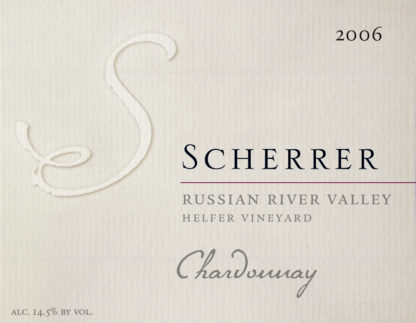 Label: 2006, Scherrer, Russian River Valley, Helfer Vineyard, Chardonnay, Alcohol 14.5% by volume