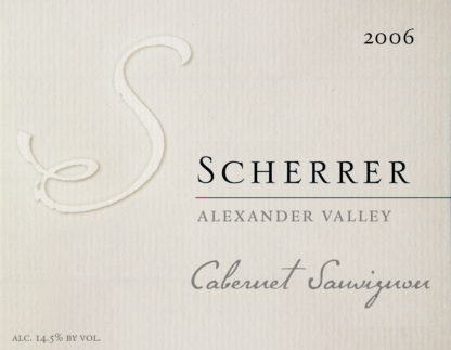 Label: 2006, Scherrer, Alexander Valley, Cabernet Sauvignon, Alcohol 14.5% by volume