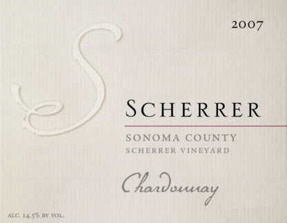 Label: 2007, Scherrer, Sonoma County, Scherrer Vineyard, Chardonnay, Alcohol 14.5% by volume