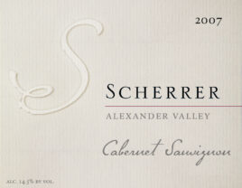 Label: 2007, Scherrer, Alexander Valley, Cabernet Sauvignon, Alcohol 14.5% by volume
