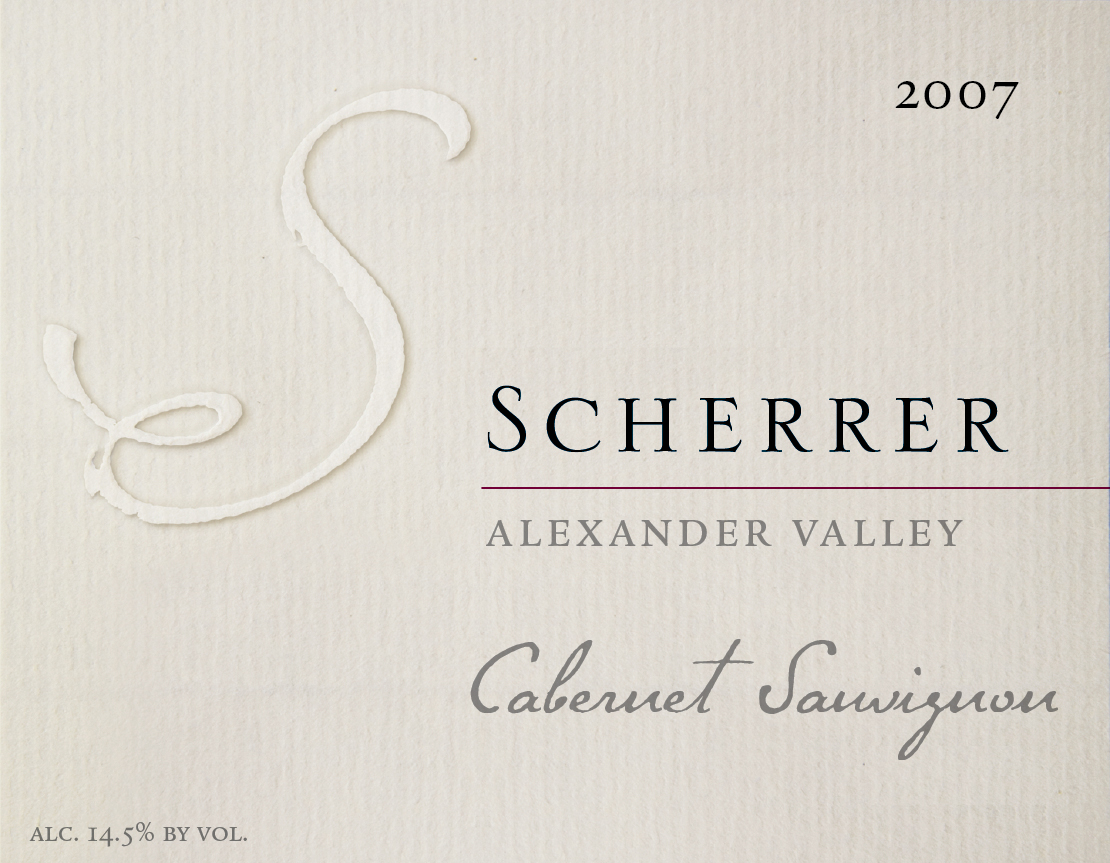 Label: 2007, Scherrer, Alexander Valley, Cabernet Sauvignon, Alcohol 14.5% by volume