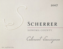 Label: 2007, Scherrer, Sonoma County, Cabernet Sauvignon, Alcohol 14.5% by volume