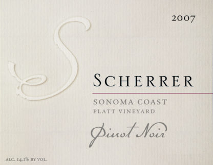 Label: 2007, Scherrer, Sonoma Coast, Platt Vineyard, Pinot Noir, Alcohol 14.1% by volume