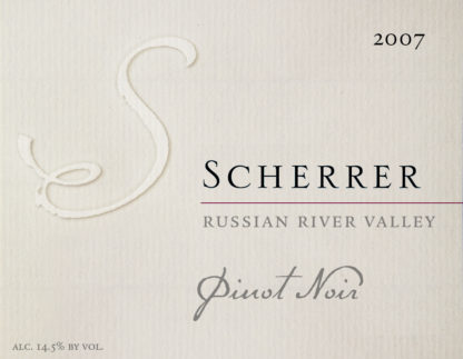 Label: 2007, Scherrer, Russian River Valley, Pinot Noir, Alcohol 14.5% by volume