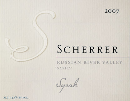 Label: 2007, Scherrer, Russian River Valley, 'Sasha', Syrah, Alcohol 13.5% by volume