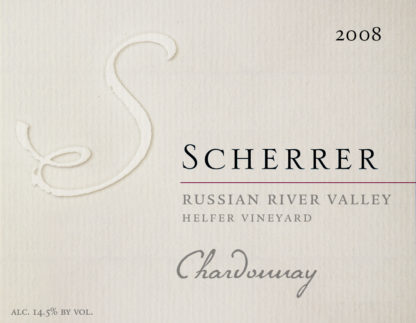 Label: 2008, Scherrer, Russian River Valley, Helfer Vineyard, Chardonnay, Alcohol 14.5% by volume