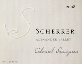 Label: 2008, Scherrer, Alexander Valley, Cabernet Sauvignon, Alcohol 14.5% by volume
