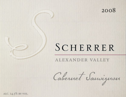 Label: 2008, Scherrer, Alexander Valley, Cabernet Sauvignon, Alcohol 14.5% by volume