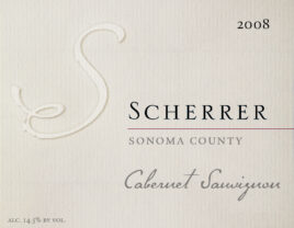 Label: 2008, Scherrer, Sonoma County, Cabernet Sauvignon, Alcohol 14.5% by volume
