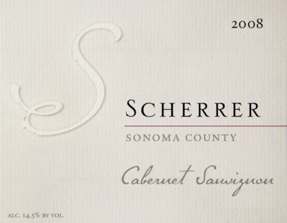 Label: 2008, Scherrer, Sonoma County, Cabernet Sauvignon, Alcohol 14.5% by volume