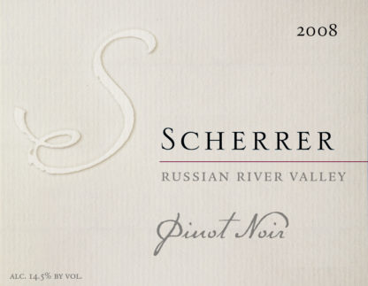 Label: 2008, Scherrer, Russian River Valley, Pinot Noir, Alcohol 14.5% by volume