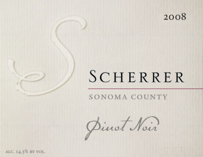 Label: 2008, Scherrer, Sonoma County, Pinot Noir, Alcohol 14.5% by volume