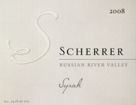 Label: 2008, Scherrer, Russian River Valley, Syrah, Alcohol 14.1% by volume