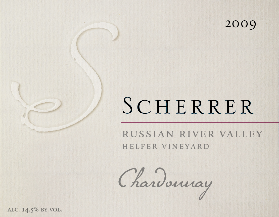 Label: 2009, Scherrer, Russian River Valley, Helfer Vineyard, Chardonnay, Alcohol 14.5% by volume