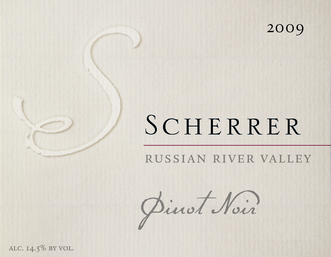 Label: 2009, Scherrer, Russian River Valley, Pinot Noir, Alcohol 14.5% by volume