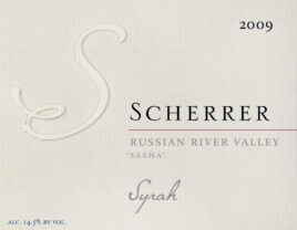 Label: 2009, Scherrer, Russian River Valley, 'Sasha', Syrah, Alcohol 14.5% by volume
