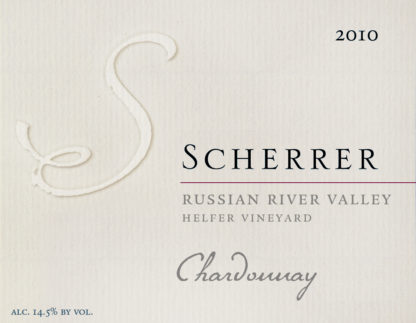 Label: 2010, Scherrer, Russian River Valley, Helfer Vineyard, Chardonnay, Alcohol 14.5% by volume