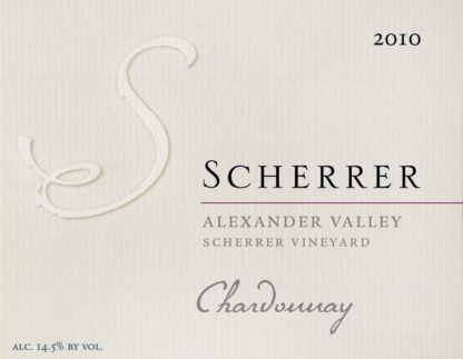 Label: 2010, Scherrer, Alexander Valley, Scherrer Vineyard, Chardonnay, Alcohol 14.5% by volume