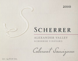 Label: 2010, Scherrer, Alexander Valley, Sonoma County, Cabernet Sauvignon, Alcohol 14.5% by volume