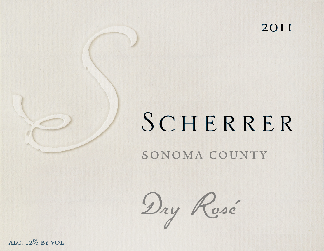 Wine Label: 2011, Scherrer, Sonoma County, Dry Rosé, Alcohol 12% by volume.