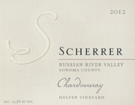 Label: 2012, Scherrer, Russian River Valley, Sonoma County, Chardonnay, Helfer Vineyard, Alcohol 14.5% by volume