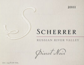 Label: 2011, Scherrer, Russian River Valley, Pinot Noir, Alcohol 14.5% by volume