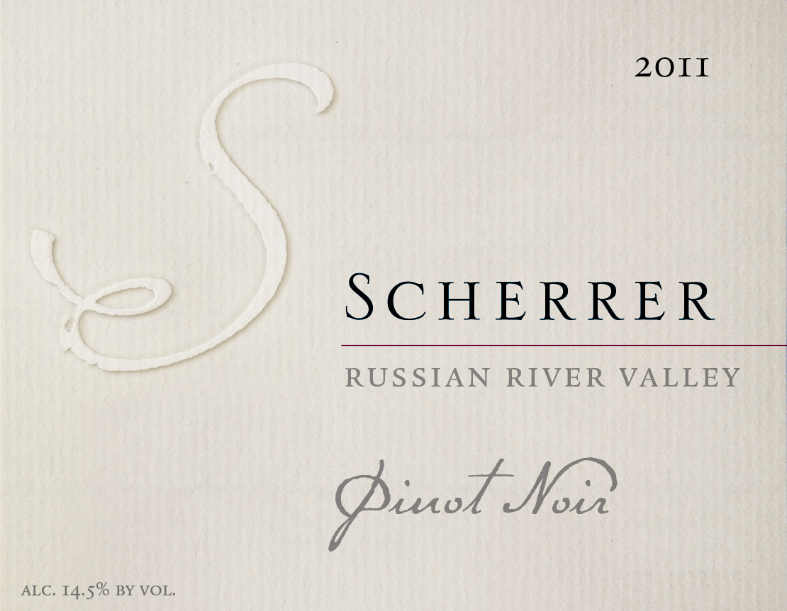 Label: 2011, Scherrer, Russian River Valley, Pinot Noir, Alcohol 14.5% by volume