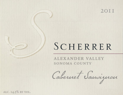 Label: 2011, Scherrer, Alexander Valley, Sonoma County, Cabernet Sauvignon, Alcohol 14.5% by volume
