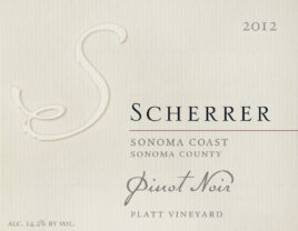 Label: 2011, Scherrer, Sonoma Coast, Sonoma County, Pinot Noir, Platt Vineyard, Alcohol 14.2% by volume