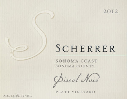 Label: 2011, Scherrer, Sonoma Coast, Sonoma County, Pinot Noir, Platt Vineyard, Alcohol 14.2% by volume