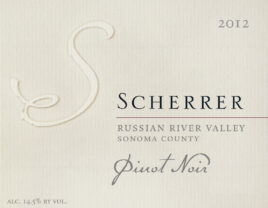 Label: 2012, Scherrer, Russian River Valley, Sonoma County, Pinot Noir, Alcohol 14.5% by volume