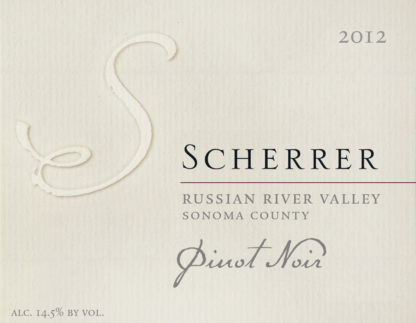 Label: 2012, Scherrer, Russian River Valley, Sonoma County, Pinot Noir, Alcohol 14.5% by volume