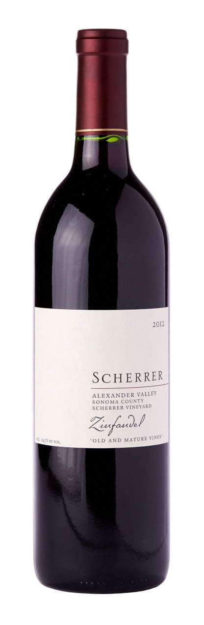 Bottle shot: 2012 Scherrer, Alexander Valley, Zinfandel, Old & Mature Vines