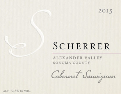 Label: 2015, Scherrer, Alexander Valley, Sonoma County, Cabernet Sauvignon, Alcohol 14.8% by volume