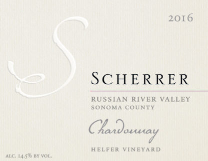 Label: 2016, Scherrer, Russian River Valley, Sonoma County, Chardonnay, Helfer Vineyard, Alcohol 14.5% by volume