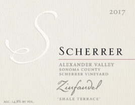 Label: 2017, Scherrer, Alexander Valley, Sonoma County, Scherrer Vineyard, Zinfandel, 'Shale Terrace', Alcohol 14.8% by volume