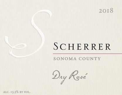 Wine Label: 2018, Scherrer, Sonoma County, Dry Rosé, Alcohol 13.5% by volume.