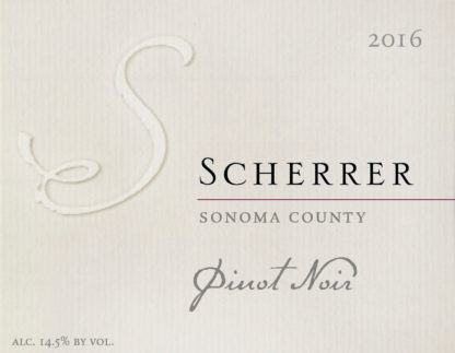 Label: 2016, Scherrer, Sonoma County, Pinot Noir, Alcohol 14.5% by volume
