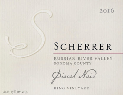 Label: 2016, Scherrer, Russian River Valley, Sonoma County, Pinot Noir, King Vineyard, Alcohol 15% by volume