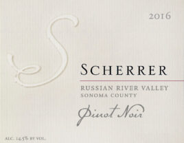 Label: 2016, Scherrer, Russian River Valley, Sonoma County, Pinot Noir, Alcohol 14.5% by volume